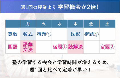 週1回の授業より学習機会が2倍!