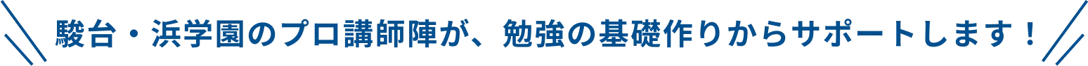 駿台浜学園のプロ講師陣が、勉強の基礎作りからサポートします！